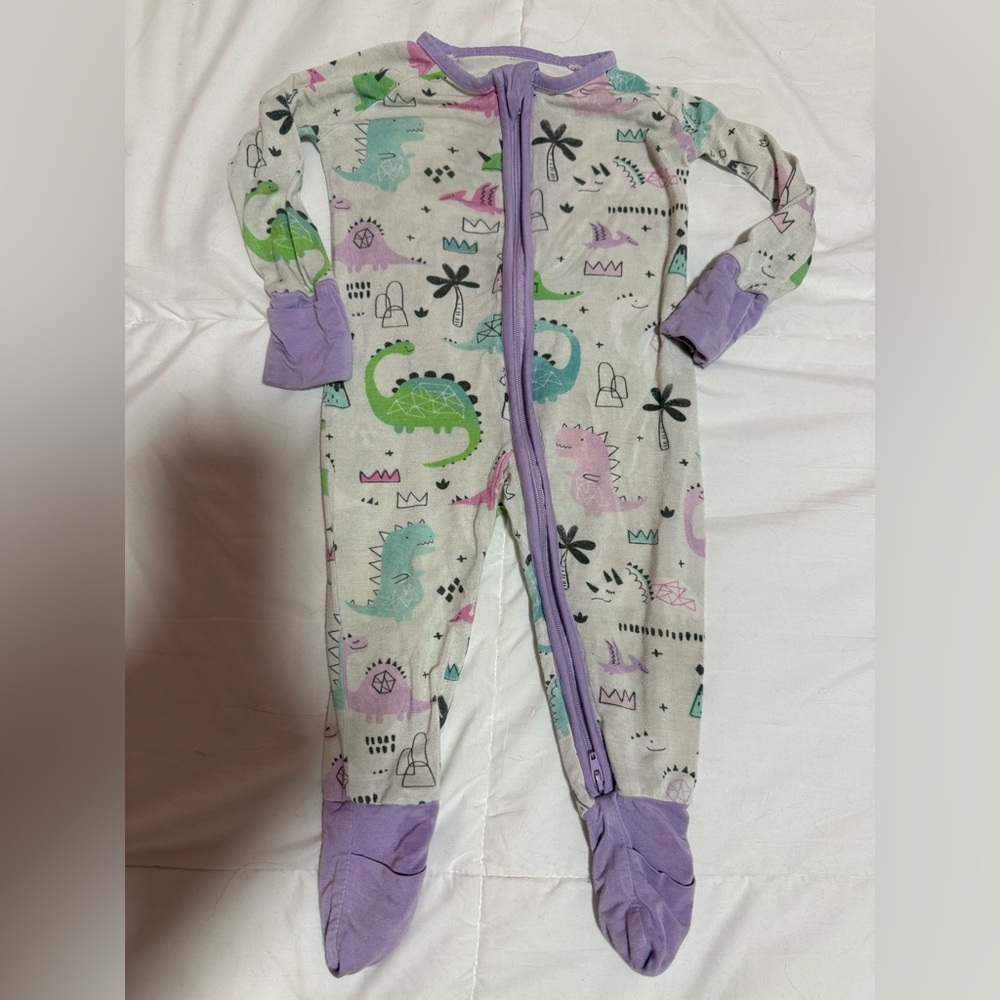 Little Sleepies Dinosaur Adventure Footie - Purple and Green